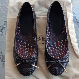 Burberry Brown Braided Leather Ballet Flats